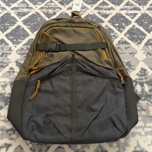 Volcom Khaki Green & Charcoal Two-Tone Backpack nwt